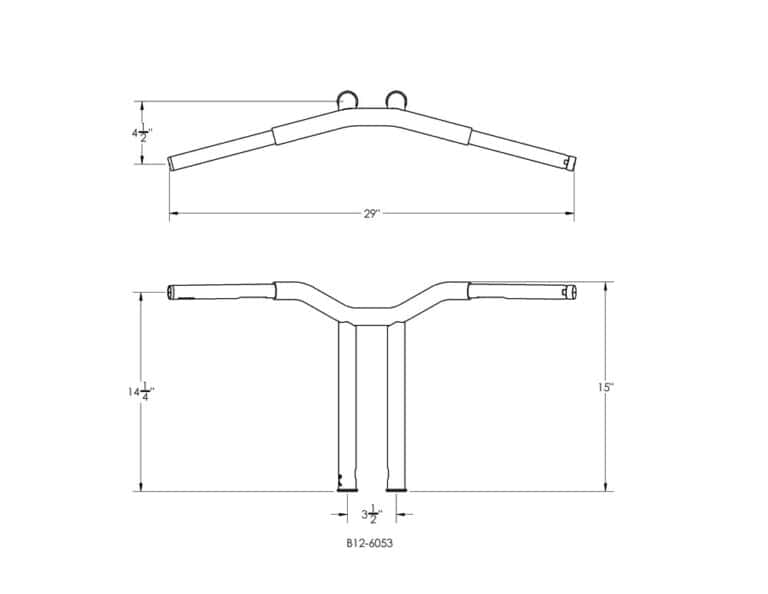 Manubrio T-bar 14'' arretrato Burly Dominator 1-1/4", nero opaco - immagine 3