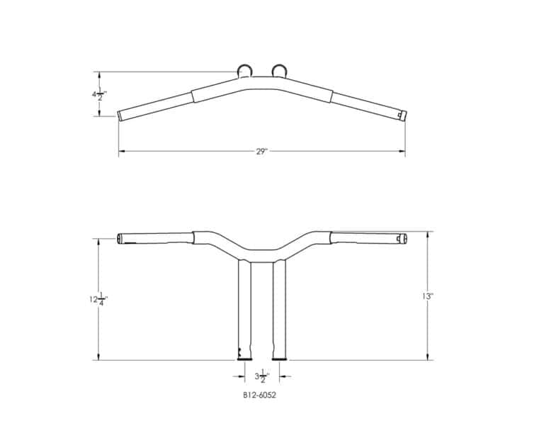 Manubrio T-bar 12'' arretrato Burly Dominator 1-1/4", nero opaco - immagine 3